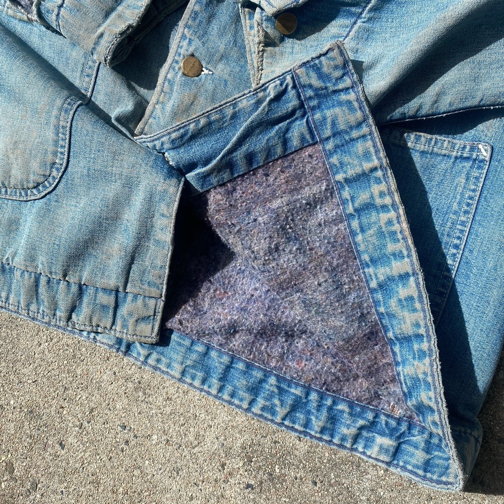 Vintage Carhartt Denim Barn Jacket Coat 70s Faded DIstressed Sz 44 Large - Picture 9 of 11